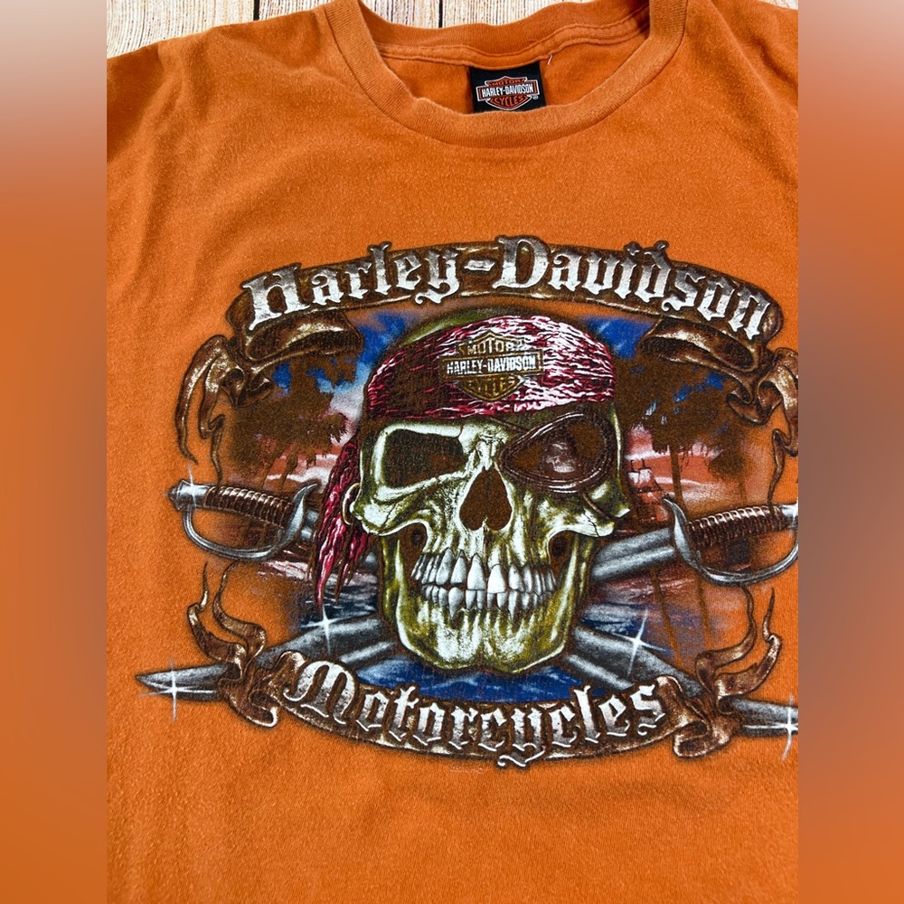Harley-Davidson Men's Orange Skull Graphic T-Shirt - Picture 3 of 6